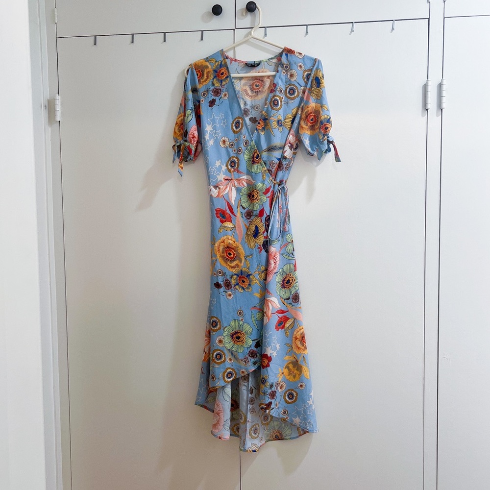 Topshop Floral Wrap Midi Dress